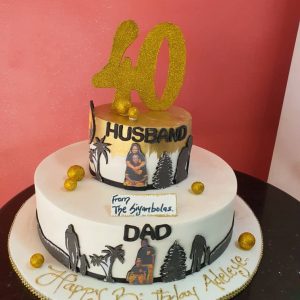 14″ with 6″ Double Decker Fondant Cake